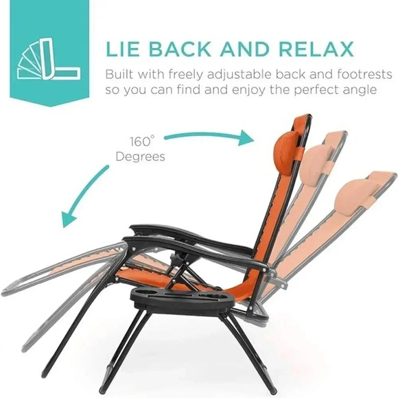 Adjustable Steel Mesh Zero Gravity Lounge Chair Recliner w/Pillow and Cu… - Picture 6 of 8